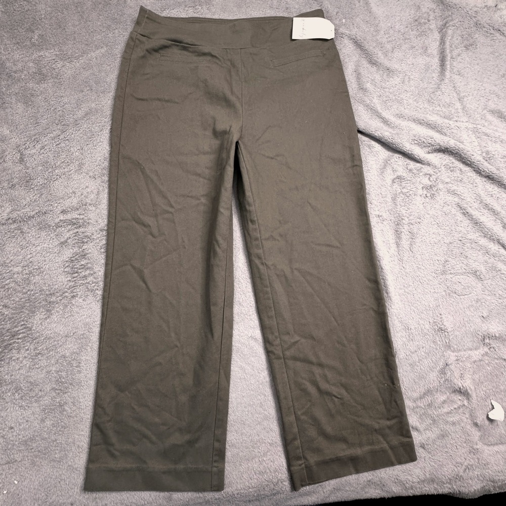 NWT Wonderly Women's Olive Green Twill Crop Pants Comfort Fit Size 14 (W34xL27)